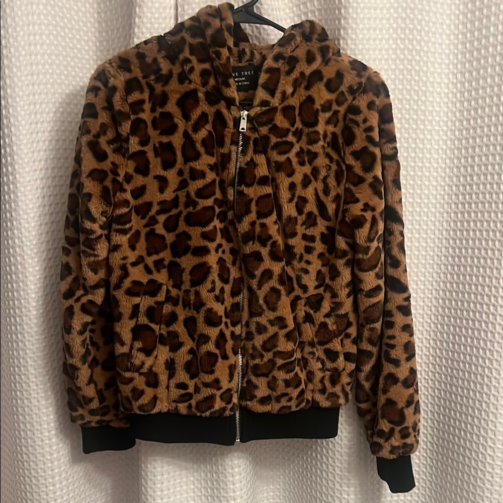 Leopard Print Faux Fur Jacket